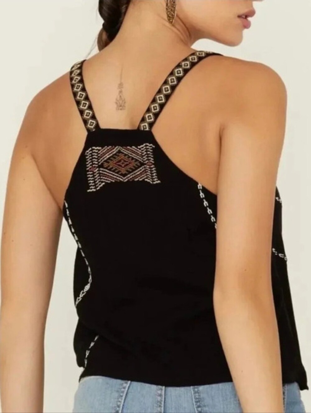 Shyanne Boho Embroidered Black Tank Top Size XXL